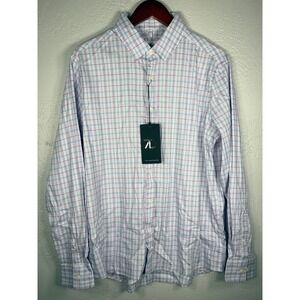 7 Diamonds Legacy Dawson Plaid Supima Cotton Blend Shirt Blue Pink Mens Medium